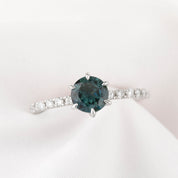 Maria Luxe Ring, 1.03ct Teal Blue Queensland Sapphire