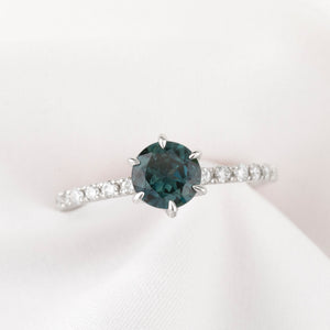 Maria Luxe Ring, 1.03ct Teal Blue Queensland Sapphire