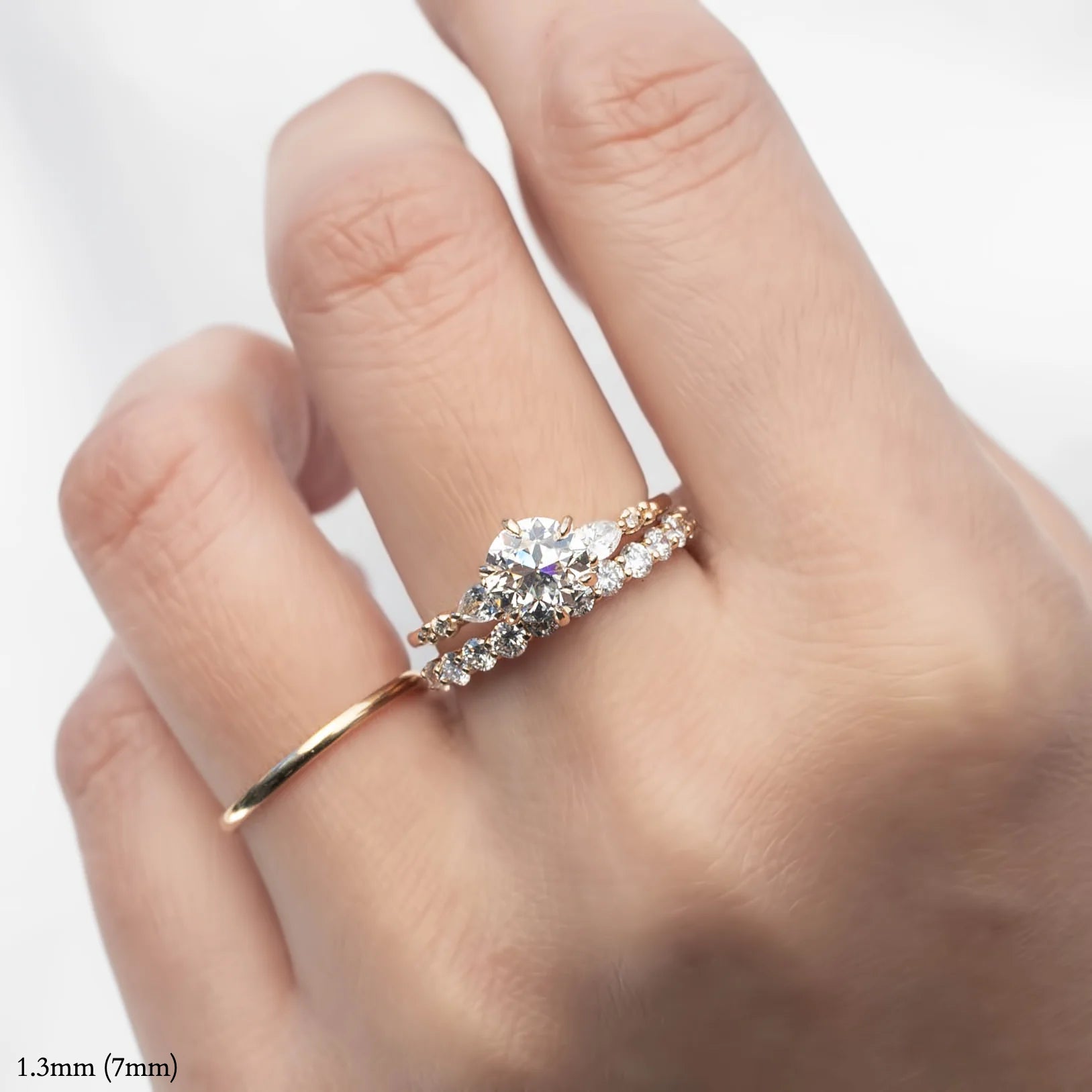 Estel Fleur Petal Ring, Round Brilliant Cut Diamond