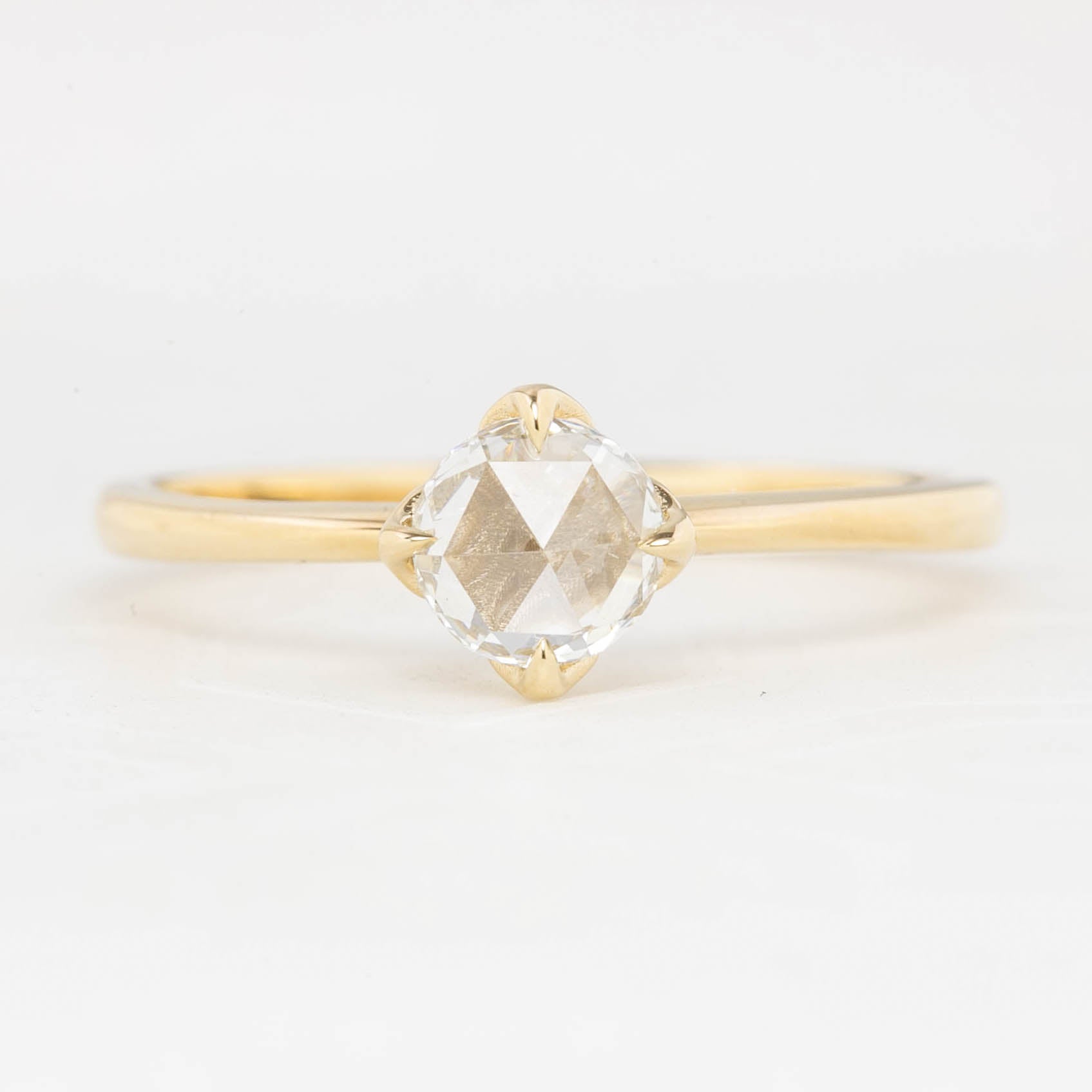 Alice Ring, 0.40ct Round Rose Cut Diamond, 14k Yellow Gold, 14k White Gold (One of a kind)