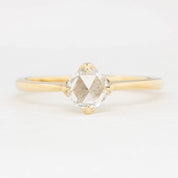 Alice Ring, 0.40ct Round Rose Cut Diamond, 14k Yellow Gold, 14k White Gold (One of a kind)