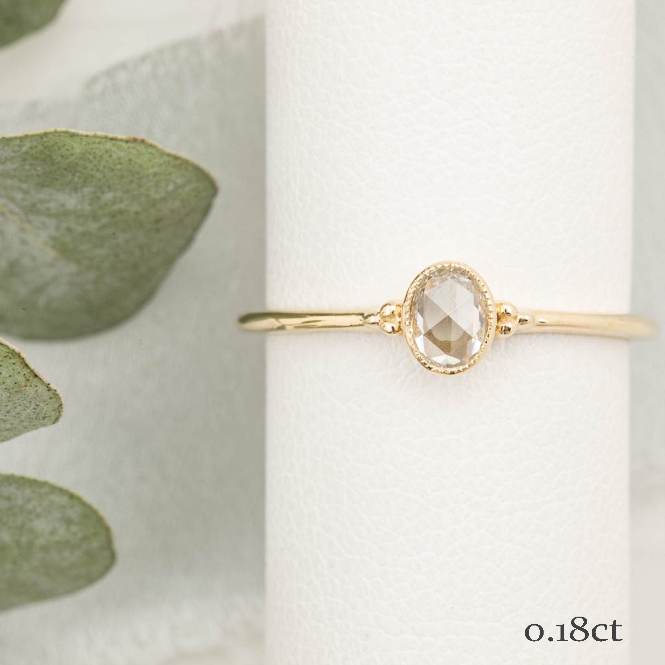 Iris Ring, 0.08-0.18ct Rose Cut Diamond, 14k Yellow Gold (One of a kind)