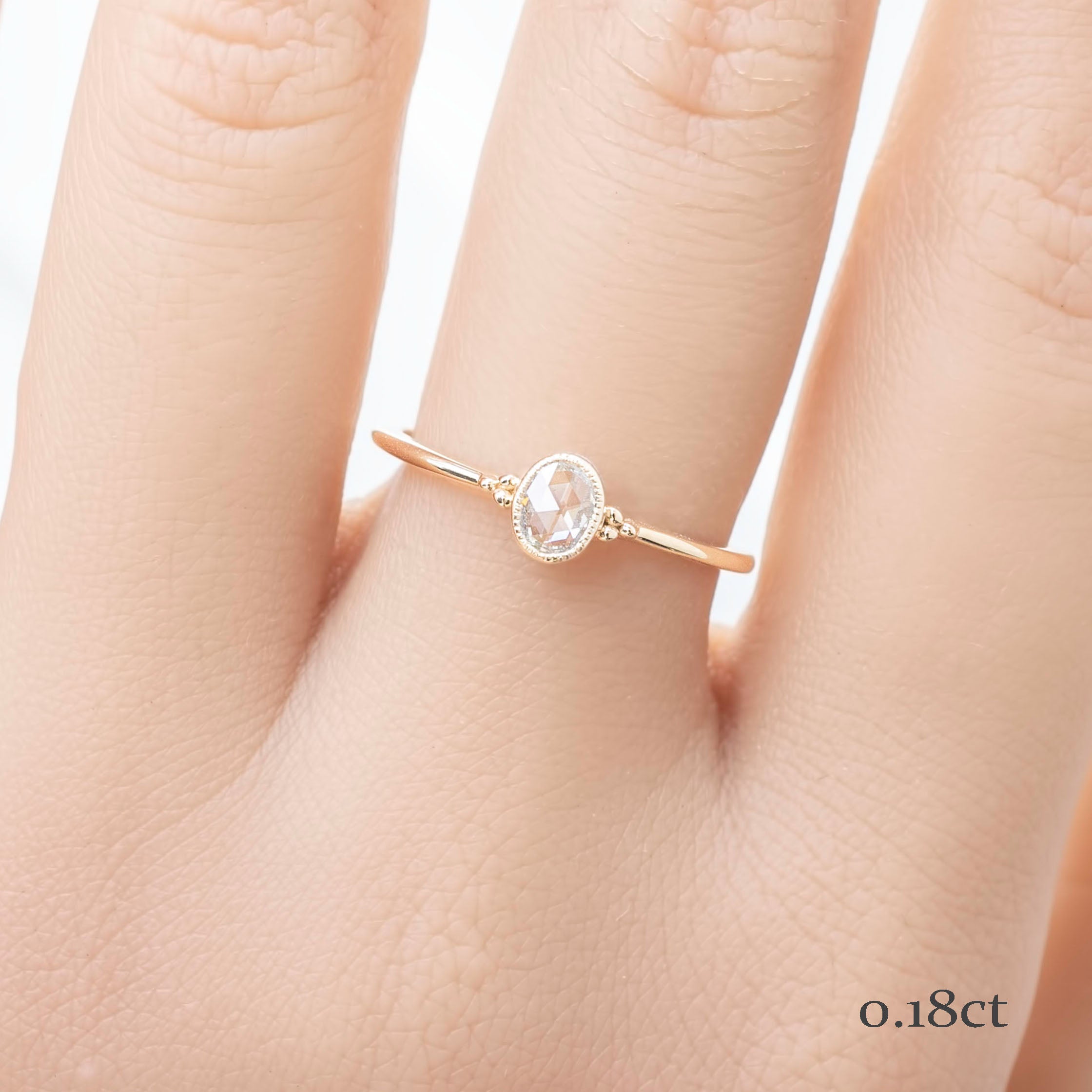 Iris Ring, 0.08-0.18ct Rose Cut Diamond, 14k Yellow Gold (One of a kind)