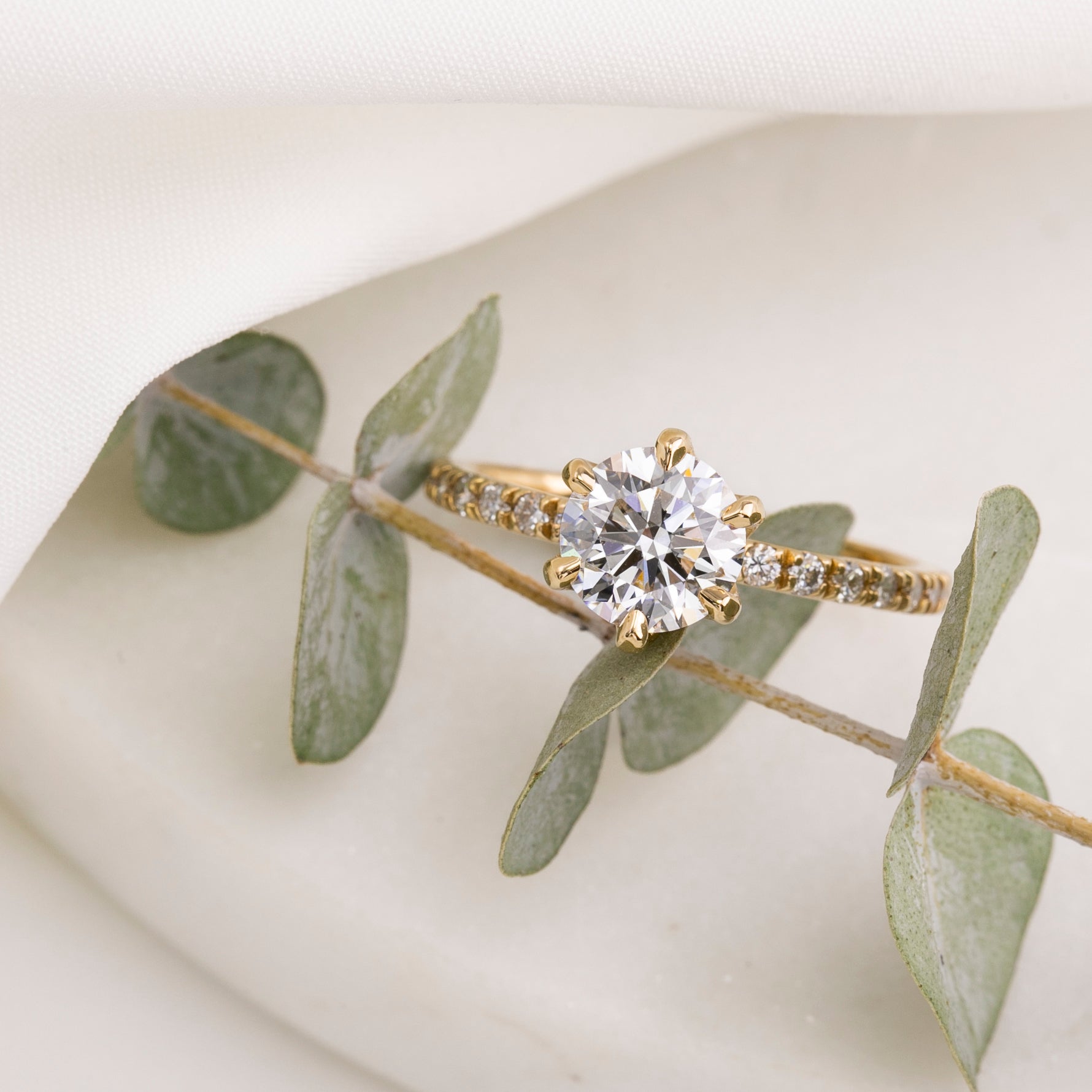 Maria Luxe Ring, IGI Certified 1.3ct Lab Diamond, 14K Yellow Gold (One of a kind)