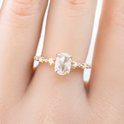 Wisteria Ring, 0.63ct Oval Rose Cut Diamond, 14k Yellow Gold (One of a kind)