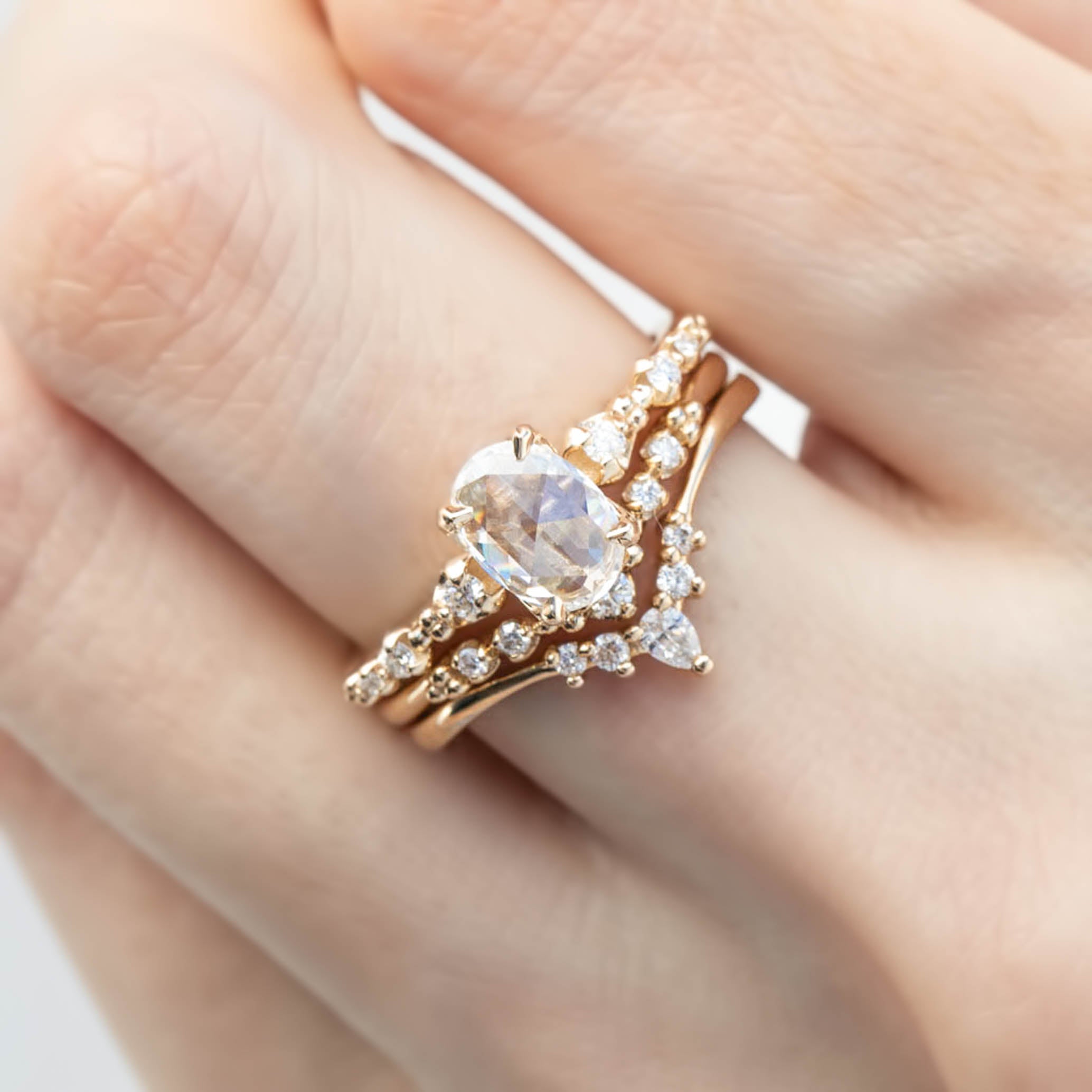 Wisteria Ring, Oval Rose Cut Diamond