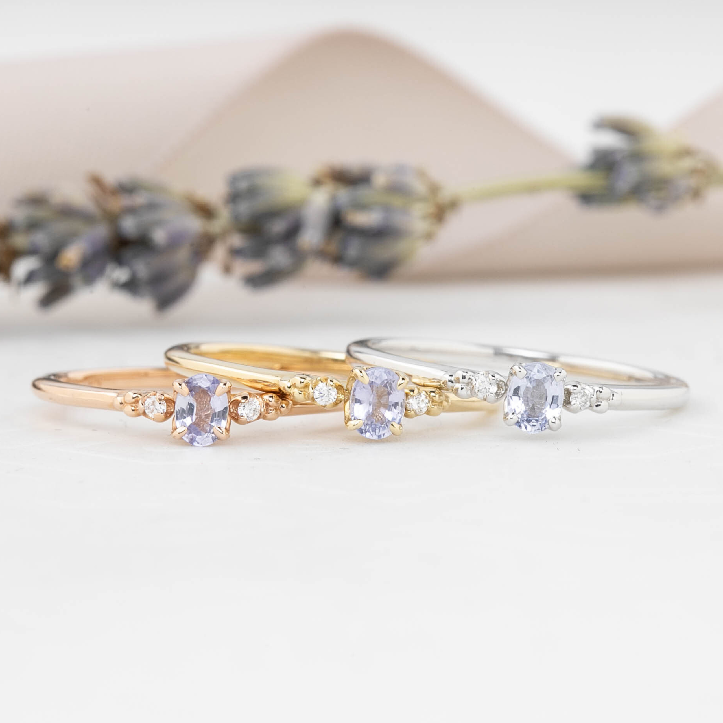 【即日配送】エステルリング ・0.20ct・非加熱ブルーサファイア・K14G