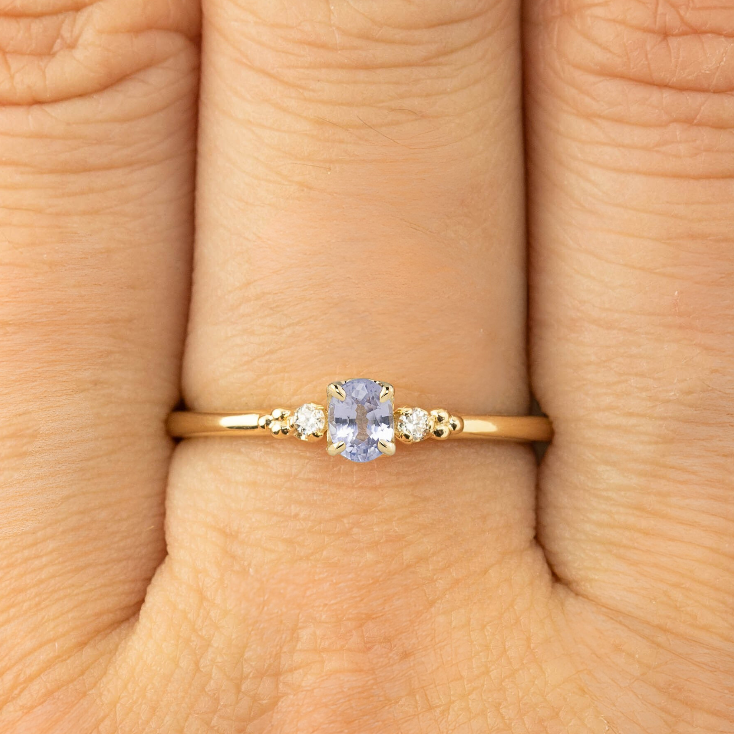 【即日配送】エステルリング ・0.20ct・非加熱ブルーサファイア・K14G