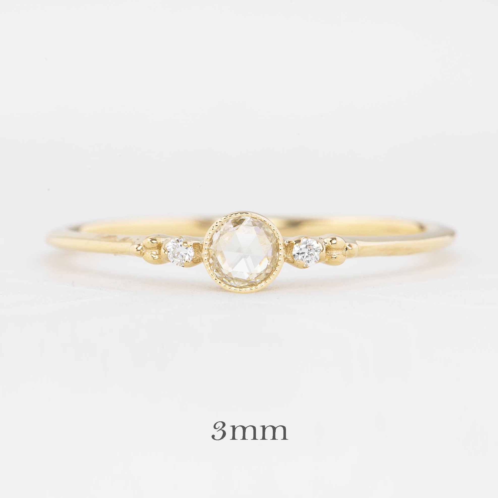 Estel Bezel Ring, Rose Cut Diamond, 14k Yellow Gold (One of a kind)