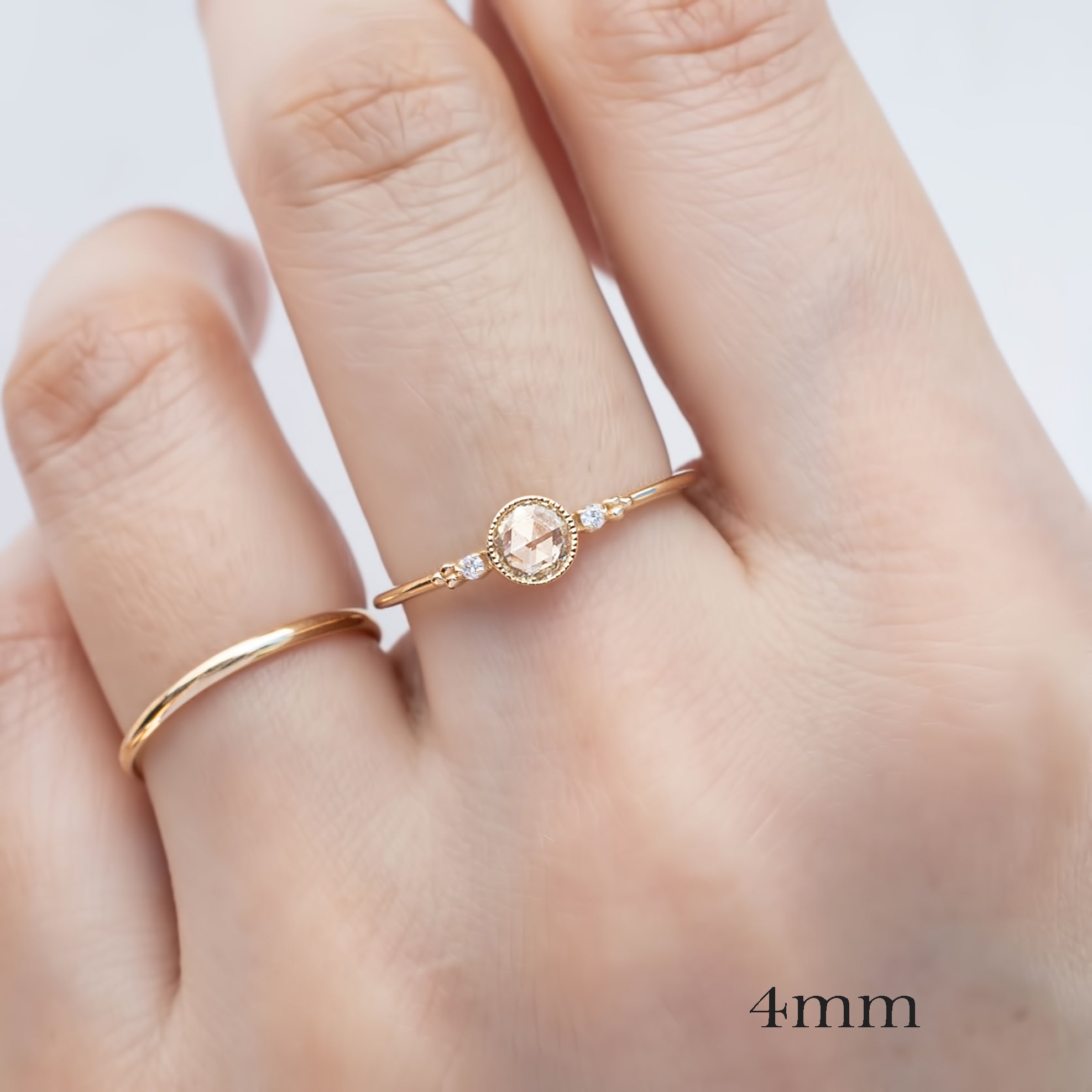 Estel Bezel Ring, Rose Cut Diamond, 14k Yellow Gold (One of a kind)