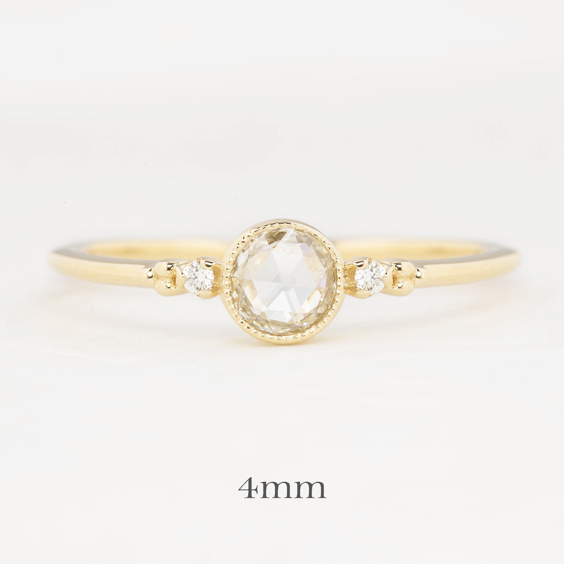 Estel Bezel Ring, Rose Cut Diamond, 14k Yellow Gold (One of a kind)