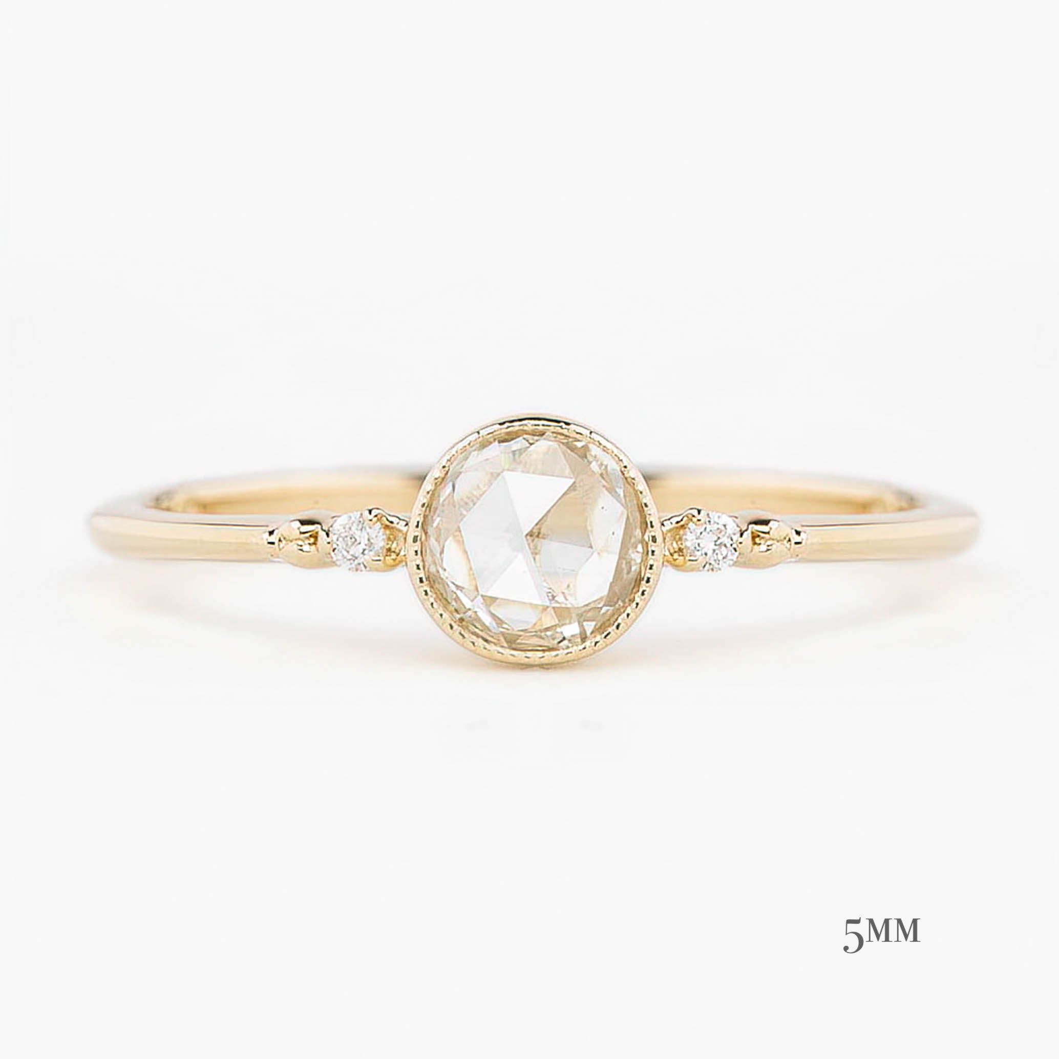 Estel Bezel Ring, Rose Cut Diamond, 14k Yellow Gold (One of a kind)