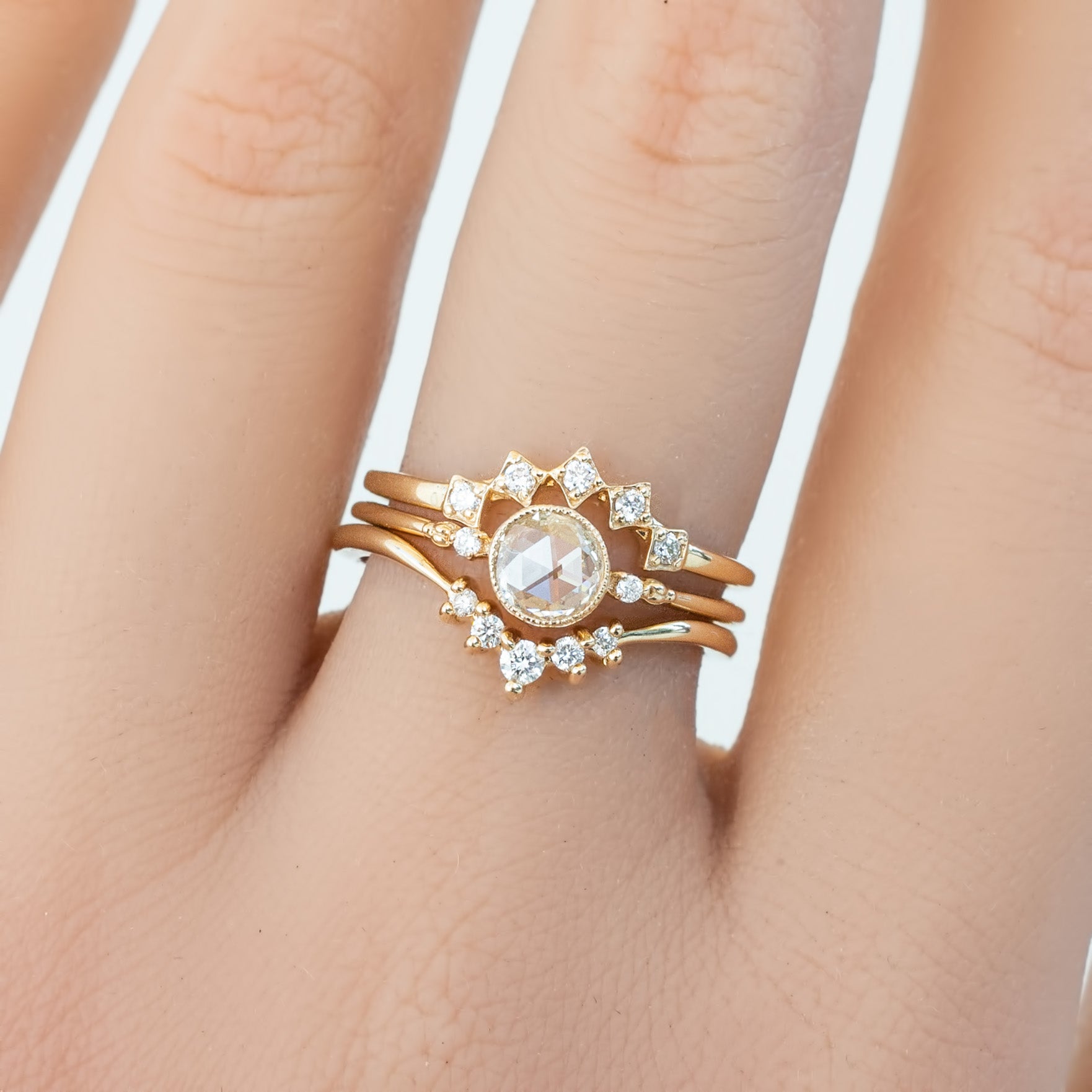 Estel Bezel Ring, Rose Cut Diamond, 14k Yellow Gold (One of a kind)