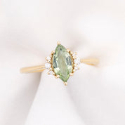 Lena Ring Light Green Madagascar Sapphire, 14k Yellow Gold (One of a kind)