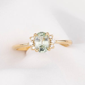 Lena Ring, 0.89ct Light Green Madagascar Sapphire