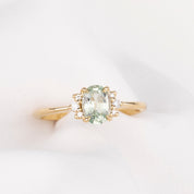 Lena Ring, 0.89ct Light Green Madagascar Sapphire