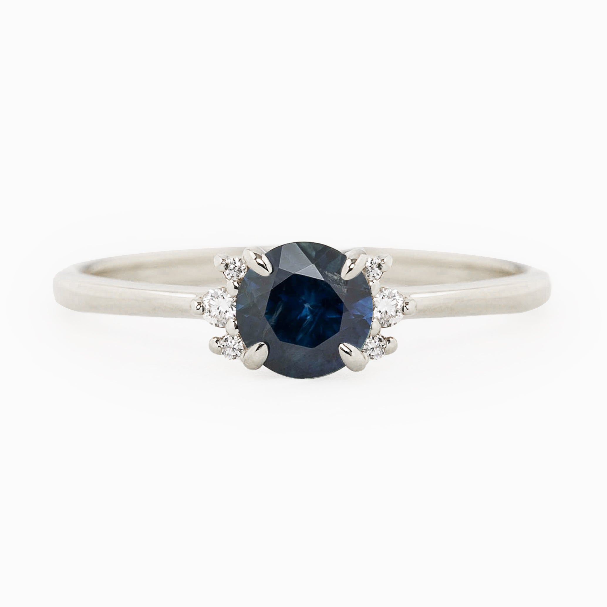 Lena Ring 0.65ct Blue Montana Sapphire, 14k White Gold