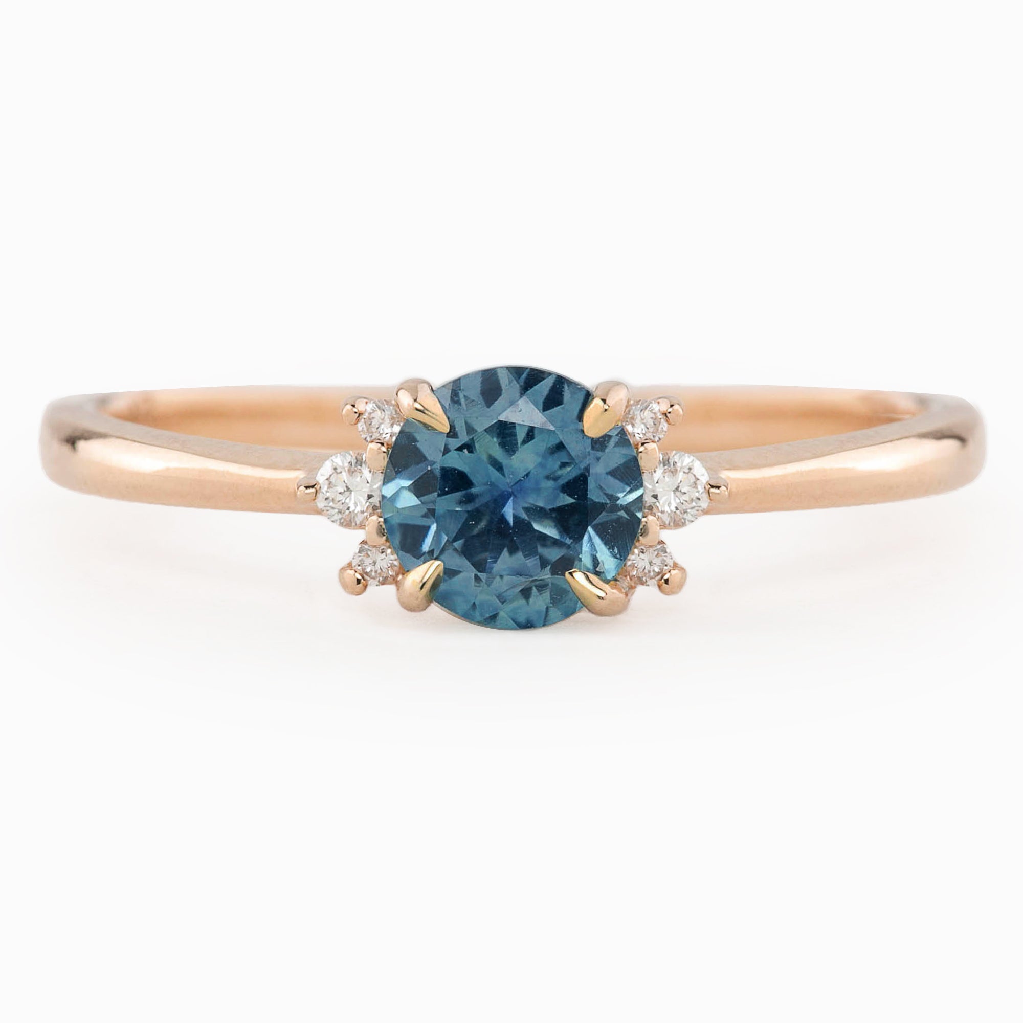 Lena Ring - 0.60ct Teal Blue Montana Sapphire, 14k Rose Gold