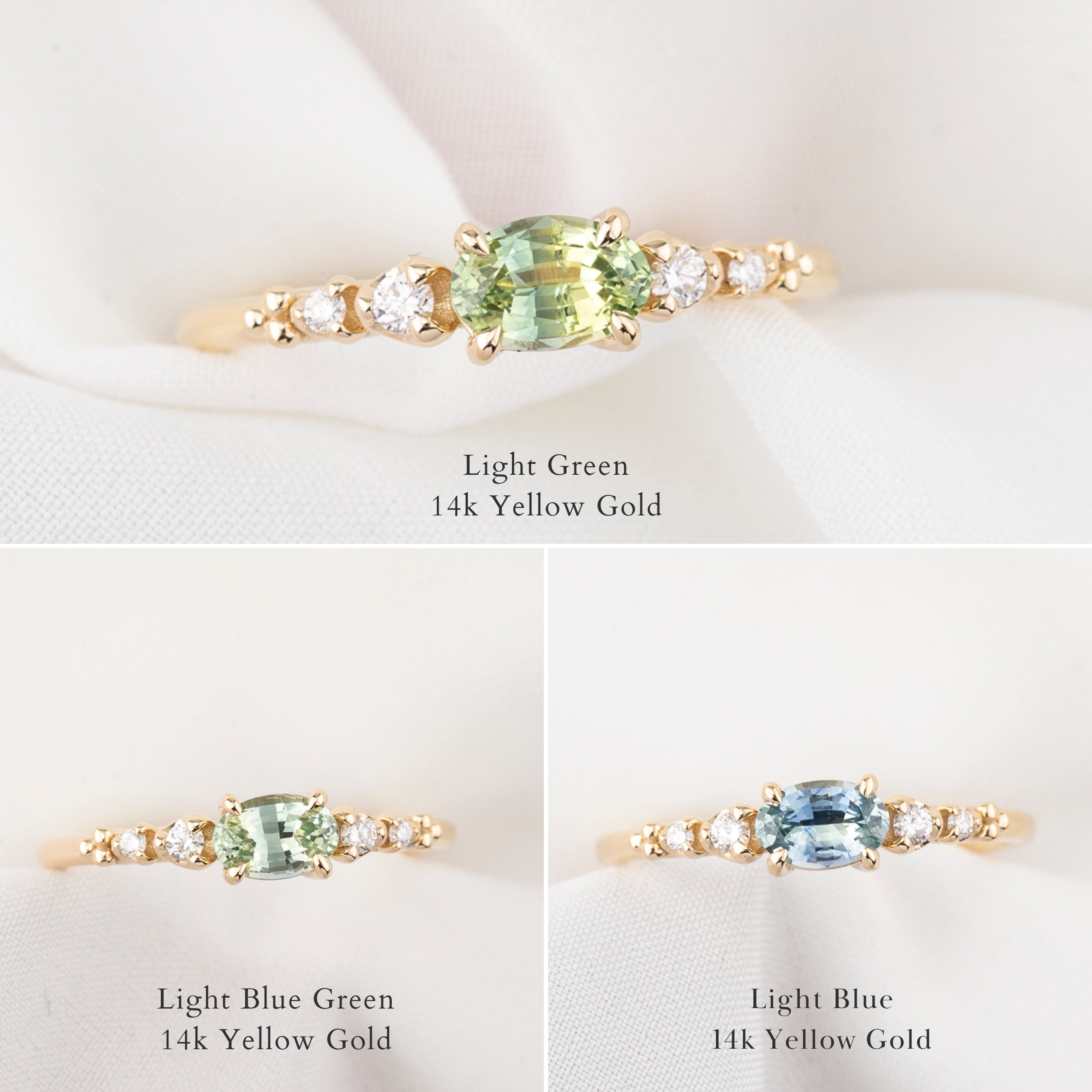 Estel Fleur Low Profile Ring, Blue Green Montana Sapphire