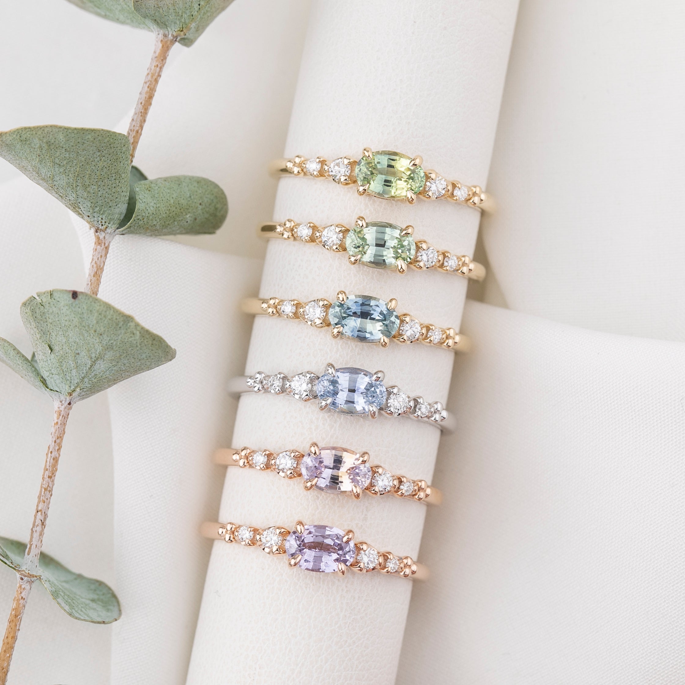 Estel Fleur Low Profile Ring, Blue Green Montana Sapphire