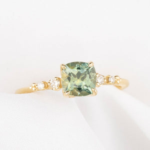 Estel Fleur Ring, 1.26ct Green Montana Sapphire