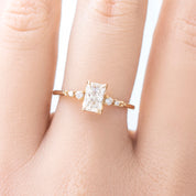 Estel Fleur Four Prongs Ring, GIA Certified 0.71ct Radiant Diamond, 14K Yellow Gold (One of a kind)