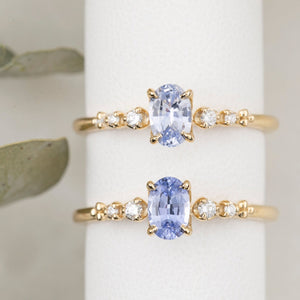 Estel Fleur Ring, 0.55ct Ceylon Sapphire, oval shape gemstone