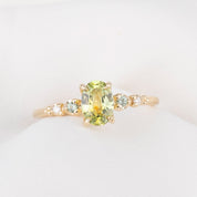 Estel Fleur Ring, 0.97ct Green Yellow Montana Sapphire