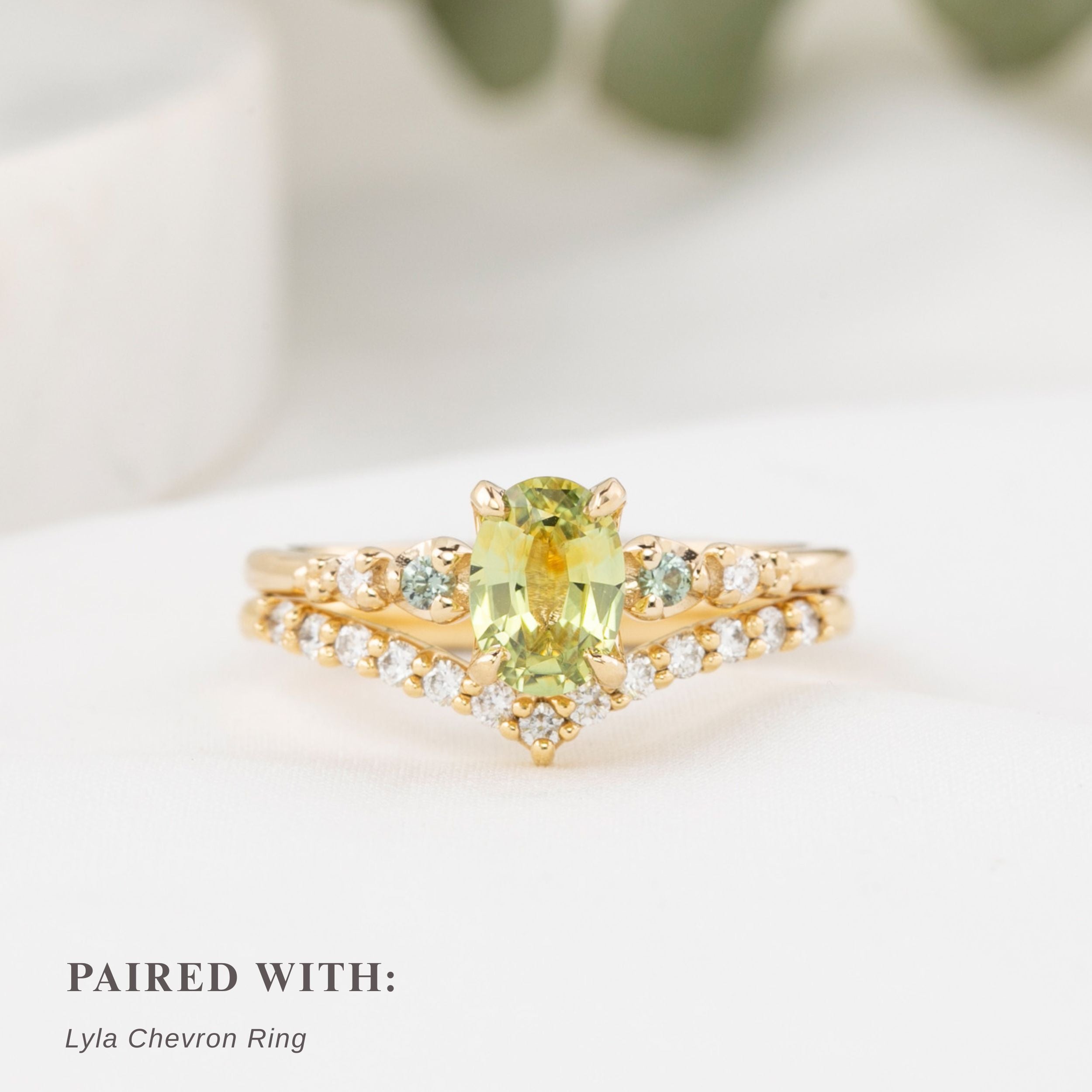 Estel Fleur Ring, 0.97ct Green Yellow Montana Sapphire