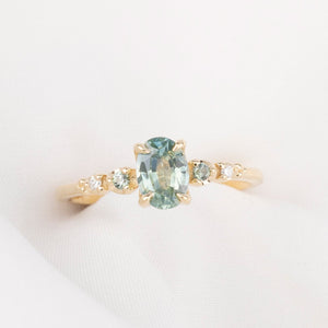 Estel Fleur Ring, 1.02ct Light Aqua Blue Montana Sapphire