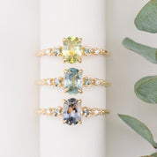 Estel Fleur Ring, 0.97ct Green Yellow Montana Sapphire