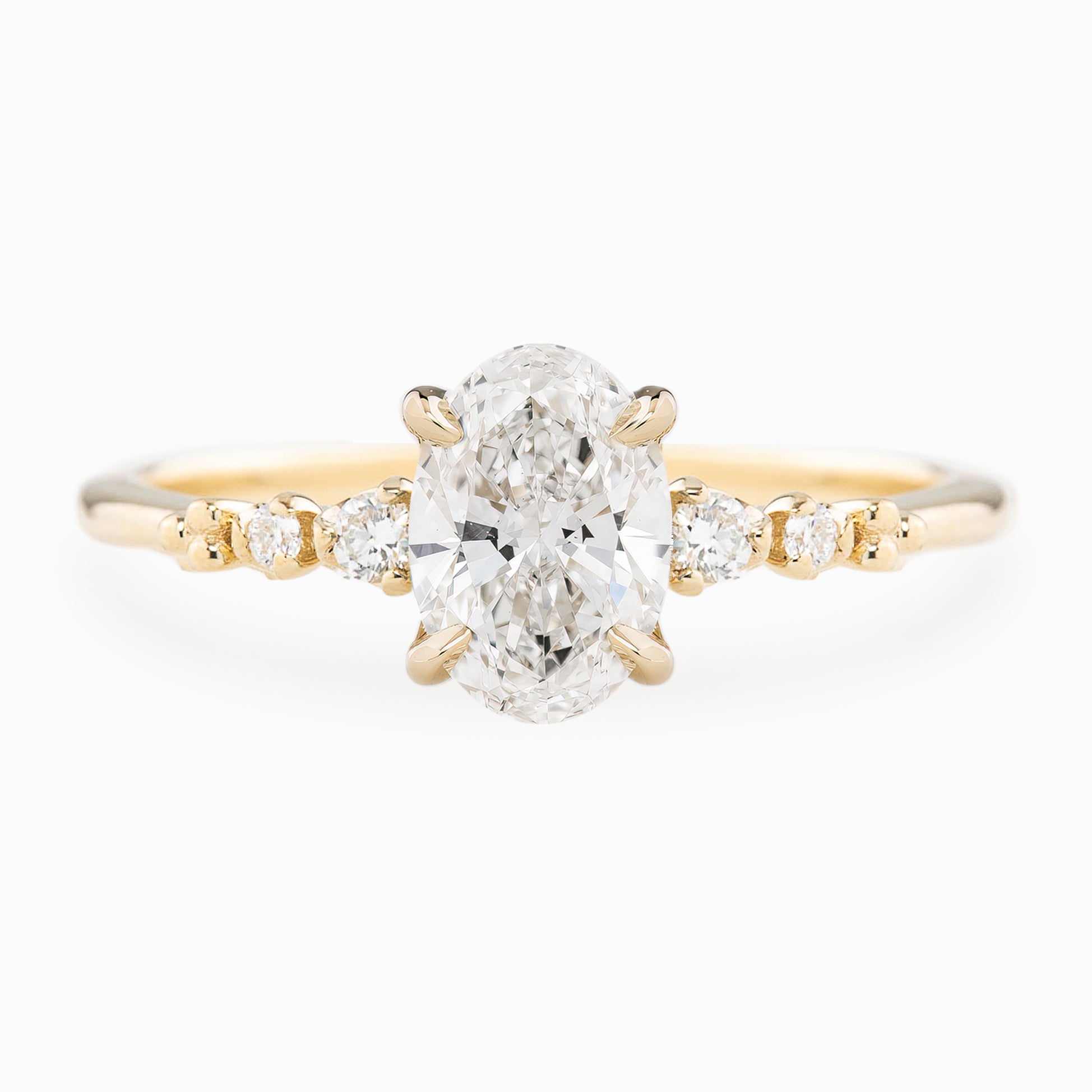 Estel Fleur Four Prongs Ring, Oval Brilliant Cut Diamond