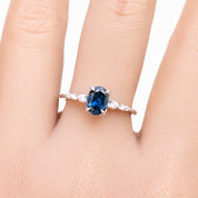 Estel Fleur Ring, 1.15ct Dark Blue Queensland Sapphire