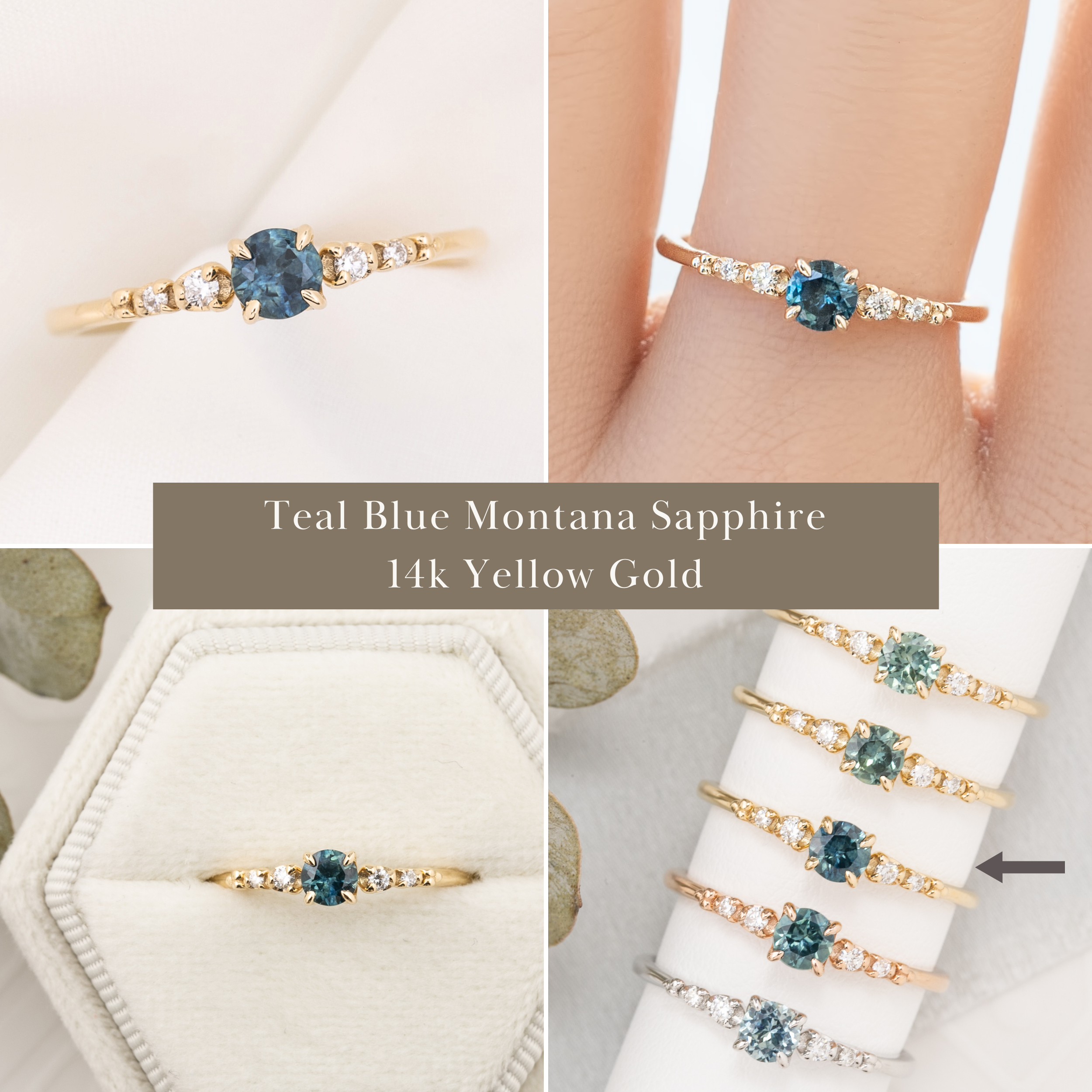 Estel Fleur Ring, 0.40ct Montana Sapphire of your choice