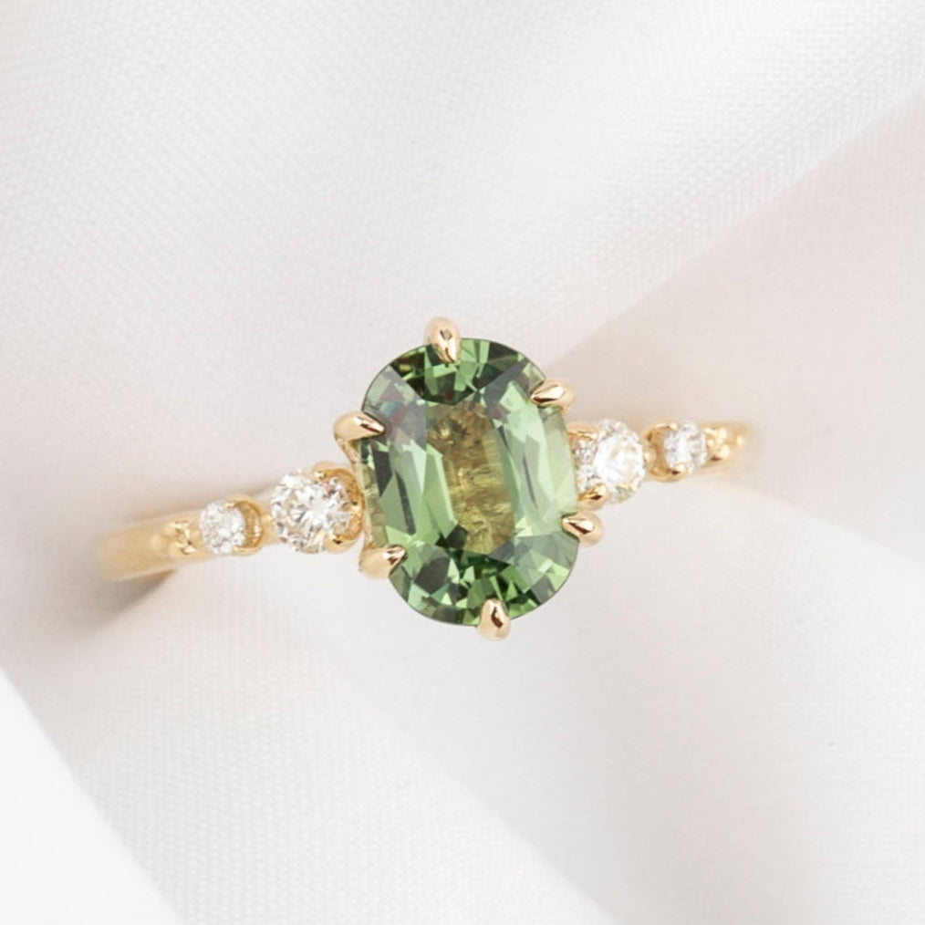Estel Fleur Ring, 1.75ct Montana Sapphire, oval shape gemstone