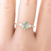 Estel Fleur Grand Ring, Aqua Green Montana Sapphire, 14k Yellow Gold (One of a kind)