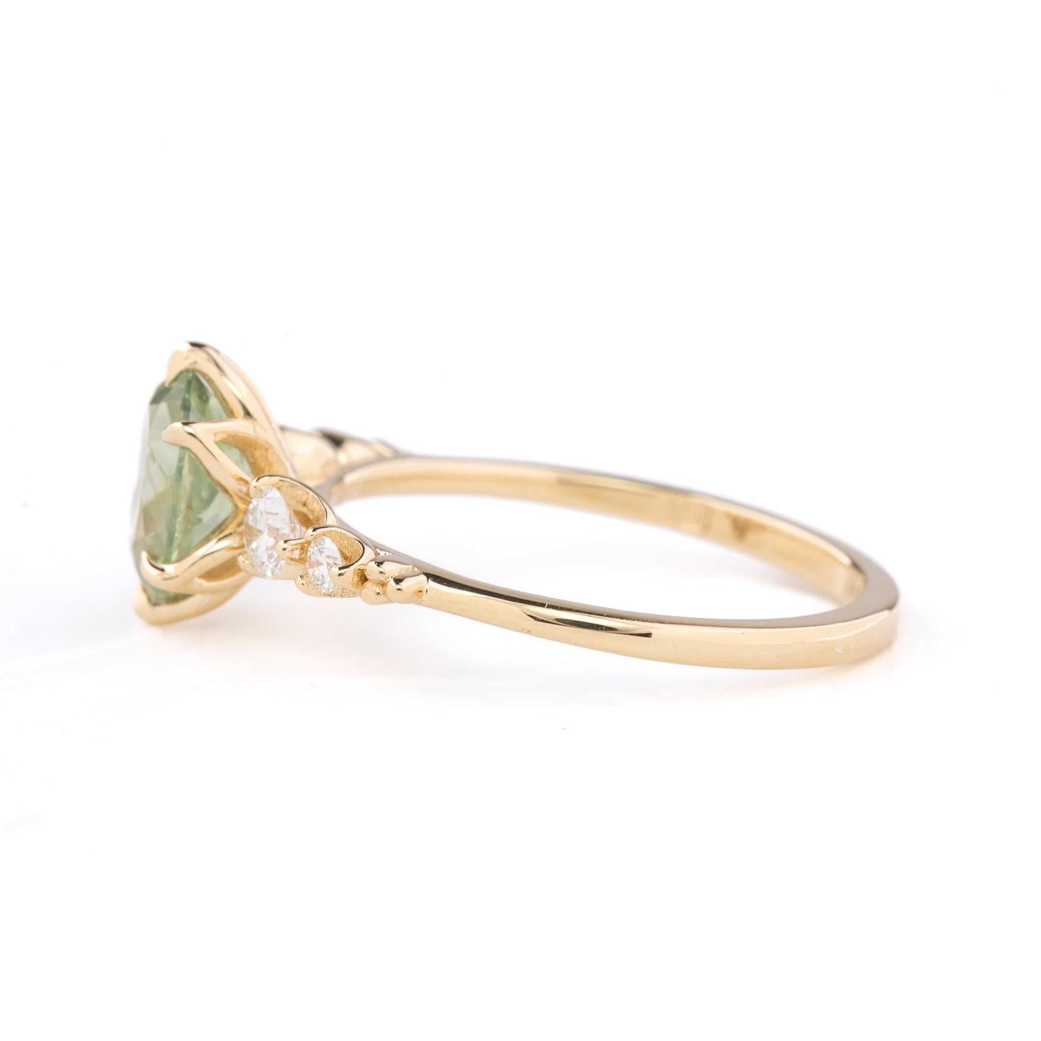 Estel Fleur Grand Ring, Aqua Green Montana Sapphire, 14k Yellow Gold (One of a kind)