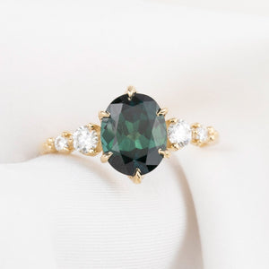 Estel Fleur Grand Ring, 2.31ct Blue Green Queensland Sapphire