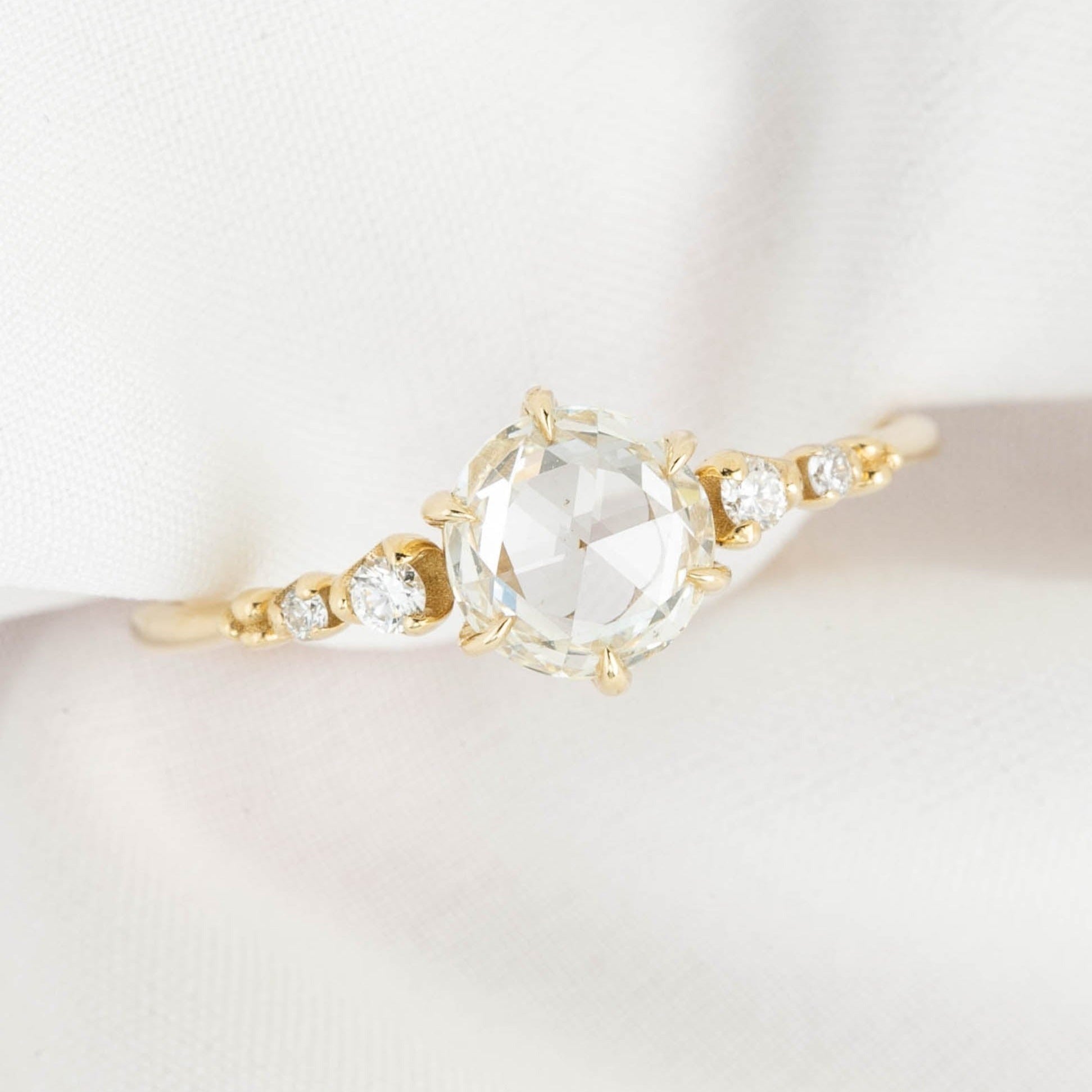 Mila Ring, 1.01ct Rose Cut Diamond, 14k Yellow Gold, GIA Certified (One of a kind)