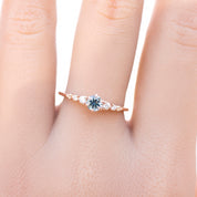 Estel Fleur Ring 4mm 0.30ct Light Blue Green Montana Sapphire 14K Rose Gold