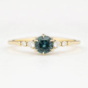 【即日配送】エステルフルールリング ・0.60ct・加熱クイーンズランド産ティールブルーグリーンサファイア・K14YG