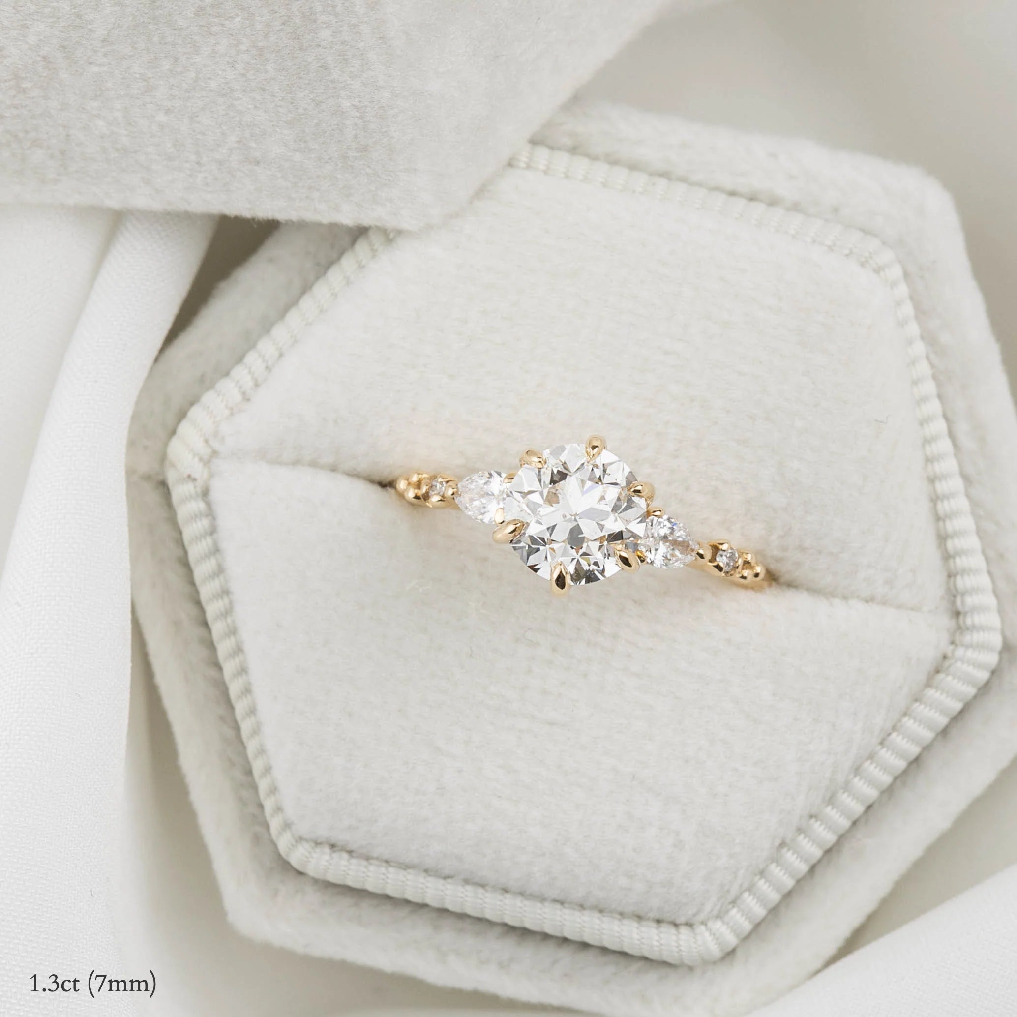 Estel Fleur Petal Ring, Round Brilliant Cut Diamond