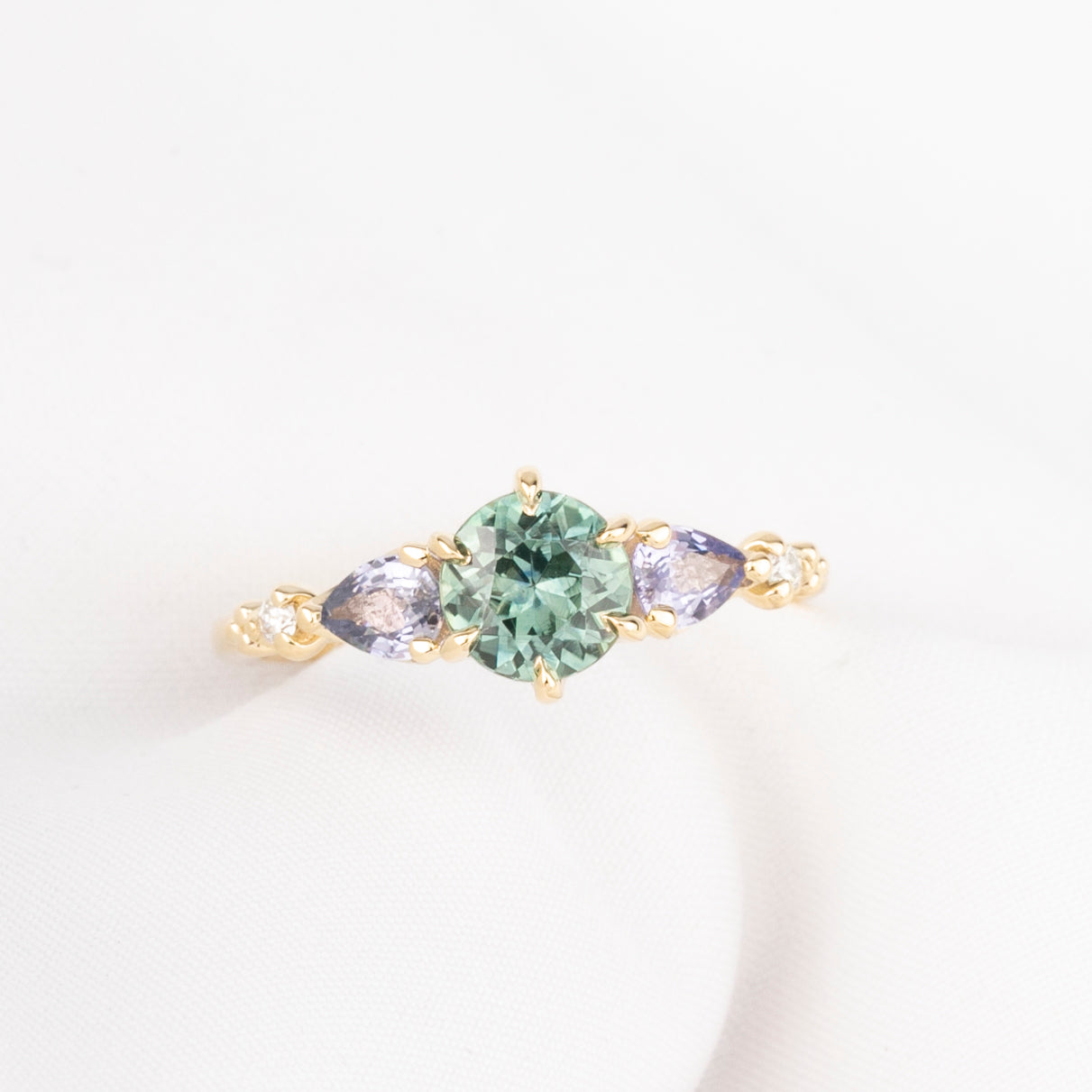 Estel Fleur Petal Ring, 1.01ct Green Montana Sapphire