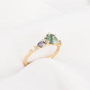 Estel Fleur Petal Ring, 1.01ct Green Montana Sapphire