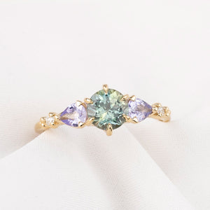 Estel Fleur Petal Ring, 1.21ct Green Montana Sapphire