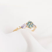 Estel Fleur Petal Ring, 1.21ct Green Montana Sapphire