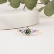 Estel Fleur Petal Ring, 1.21ct Green Montana Sapphire