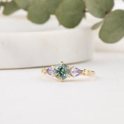 Estel Fleur Petal Ring, 1.21ct Green Montana Sapphire