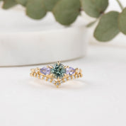 Estel Fleur Petal Ring, 1.21ct Green Montana Sapphire