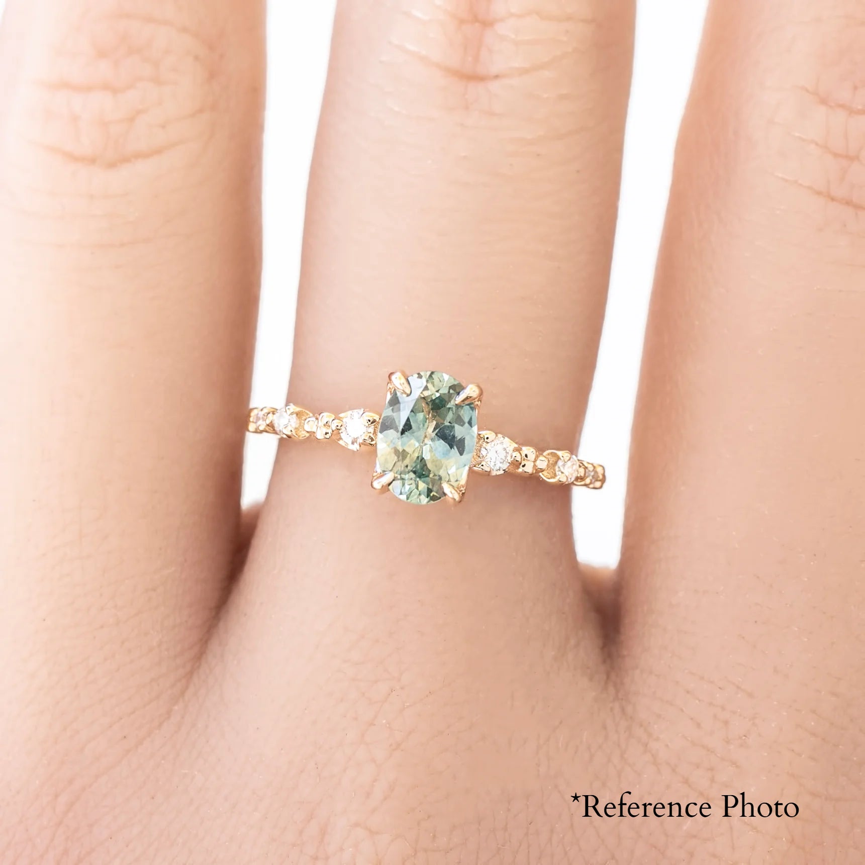 Wisteria Ring 1.00ct Light Green Montana Sapphire, 14K Yellow Gold